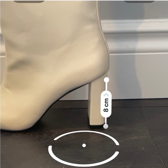 ZARA Off White Cream Knee High Heeled Leather Boots - Picture 13 of 16